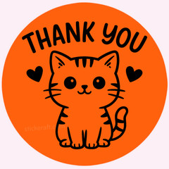 Thank You Stickers Cute Cat Labels Small Business Packaging Seals