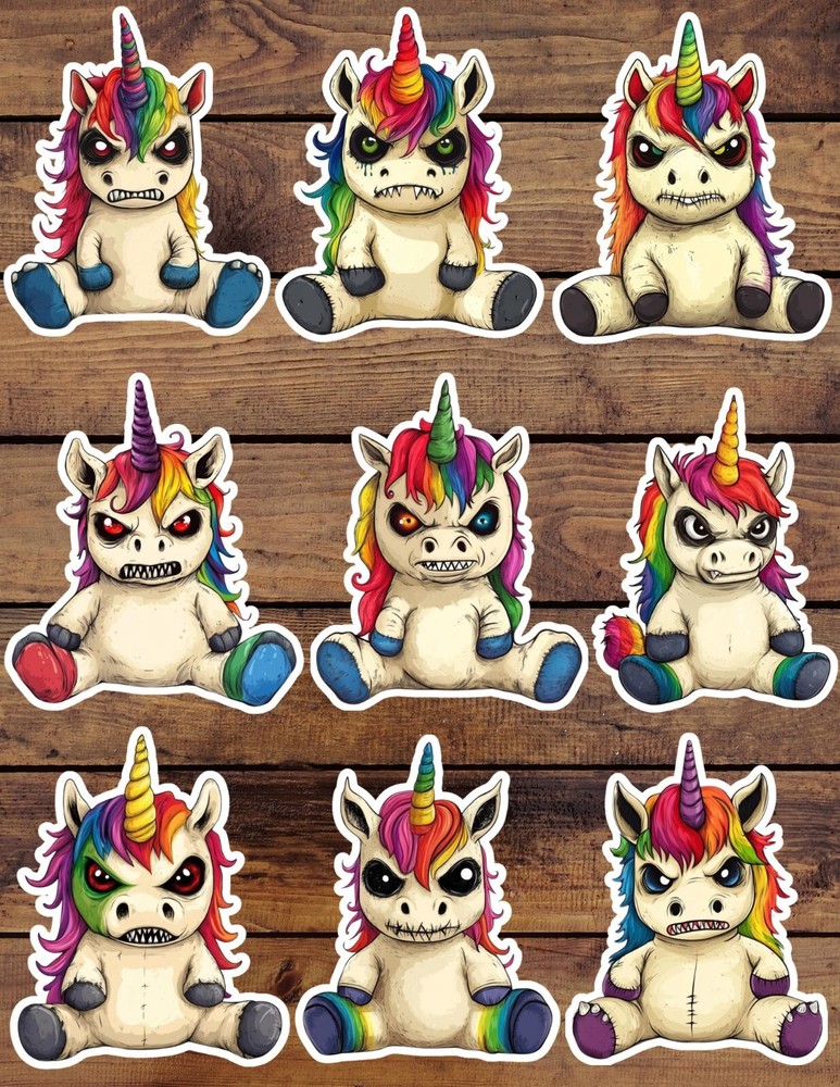 Angry Ugly Unicorn Die Cut Vinyl Stickers Set Scrapbooking Laptop Waterbottle