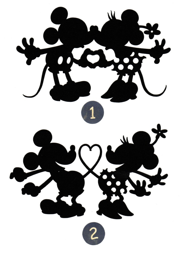 Mickey & Minnie in Love Silhouette Die Cuts – Multi Sizes – Any Color- Scrapbook