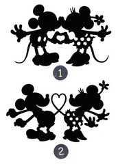 Mickey & Minnie in Love Silhouette Die Cuts – Multi Sizes – Any Color- Scrapbook