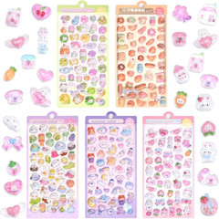 Puffy Stickers Set – 5 Sheets, 250+ Kawaii Decorative Stickers
