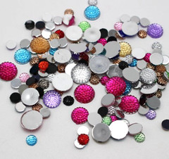 250 Assorted Flatback Acrylic Dotted Round Rhinestone Dome Cabochon 6mm,8mm,10mm