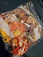 mixed media Collage Flowers for paper crafting Scrapbooking Wedding orange brown