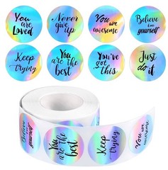 500 pcs / 1 Roll Inspirational Holographic Laser Stickers 1.5 in Brand New