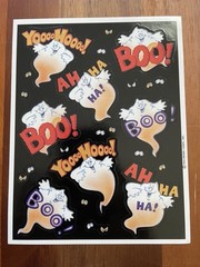 VINTAGE Hallmark STICKER Sheet Ghosts Boo Eyes Halloween New