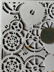 GEAR CARD PANEL Die-Cut(2pc) Steampunk•Cogs•Sprocket •Earthtone•Machine•Antique•
