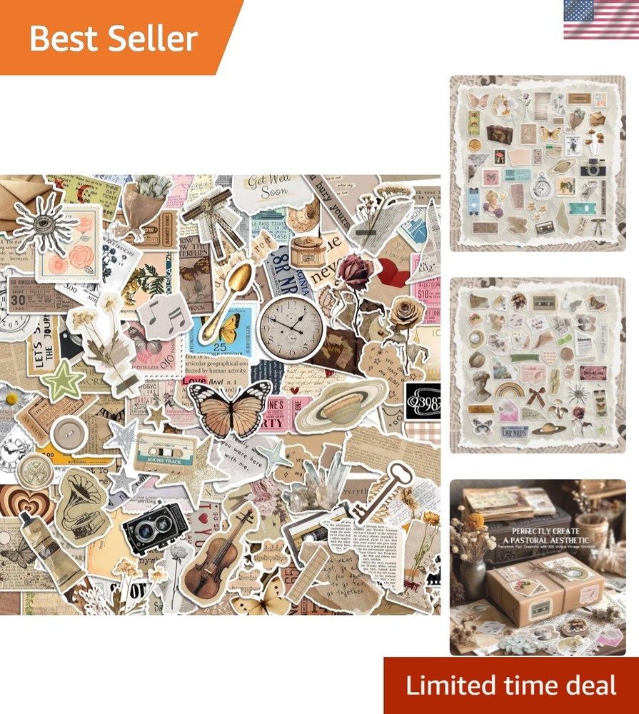300 Pcs Vintage Stickers, Junk Journal Supplies, Cute Stickers for Journaling…
