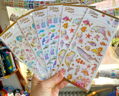 NIP Sparkly Kawaii 3D Epoxy Stickers: Whales, Unicorns, Castles: You Choose!