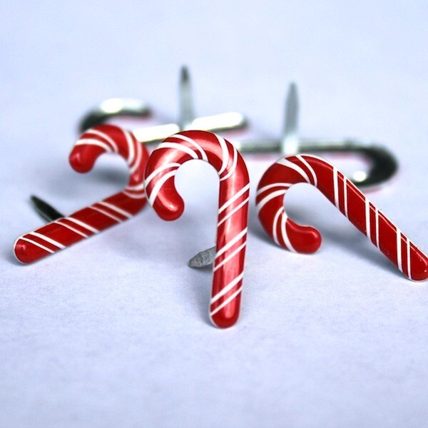 CANDY CANE SCRAPBOOKING DECORATIVE BRADS EYELET OUTLET 8 PCS