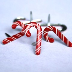 CANDY CANE SCRAPBOOKING DECORATIVE BRADS EYELET OUTLET 8 PCS