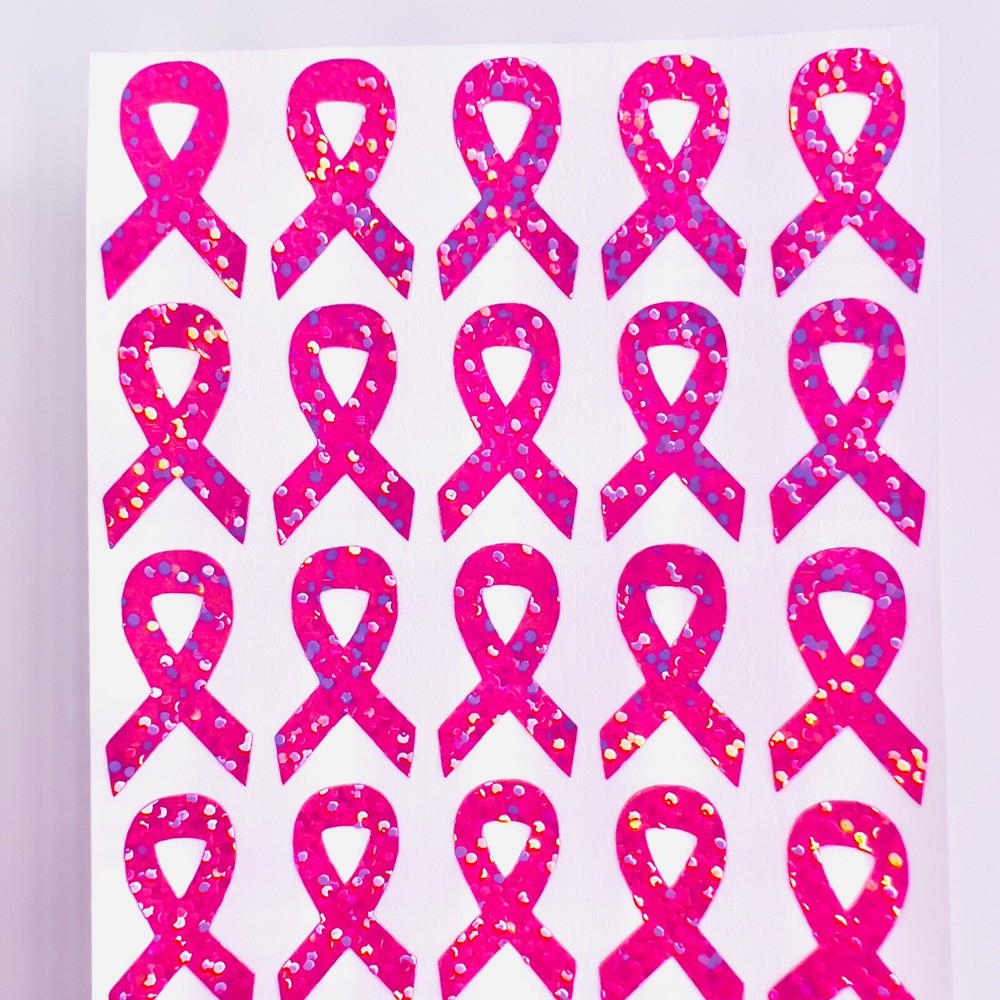 Holographic Sparkle Cancer Ribbon Stickers – Choose a Size and Color