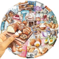 50 Pcs PET Transparent Baking Stickers, Waterproof Vinyl Bakery-Themed Decals…