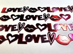 K&Company Scrapbook Stickers Red Foil Heart Lips Borders Valentine’s Day 4pc 6″