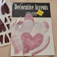 NEW Lot 4 Pkgs HEARTS Stickers Vellum Paper Red Pink Primitive Embossed Vtg -C