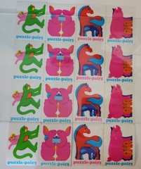Lot of 16 1983 Stickers Illuminations Puzzle Pairs Pig, Bunnies, Horse, Monkey