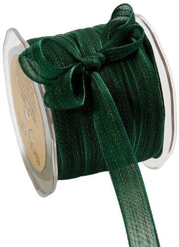 MAY ARTS RIBBONS~MESH RIBBON~HOLIDAY GREEN~5/8THS INCH WIDE~SOLD BY THE YARD!