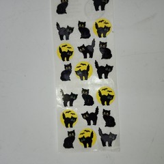 VTG Sandy Lions Sticker Pods Halloween BLACK CATS yellow moon