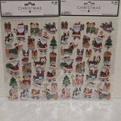 Christmas Paper Crafts Stickers- Christmas Dogs Puppy & Cats Kitten lot Of 4