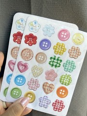 Pack of 2 Multicolor Button Theme Scrapbooking Sticker Sheets Decorative Sticker