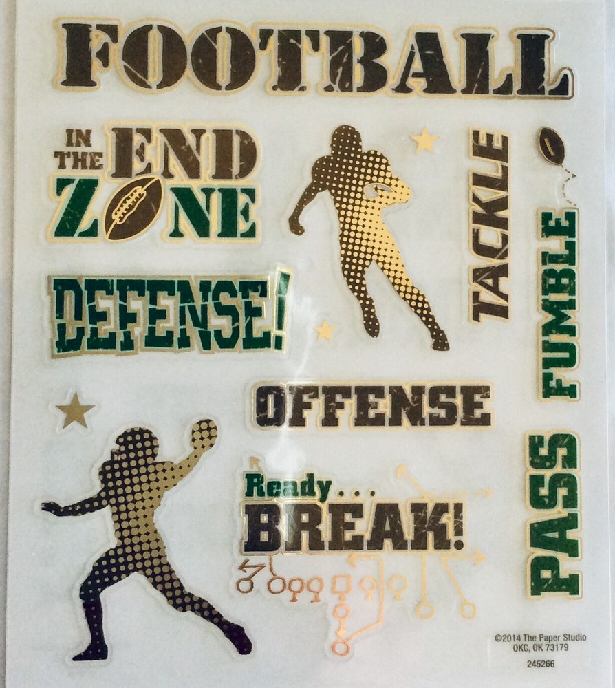 15 Football Sports Gold Foiled Phrase Scrapbook Craft Stickers