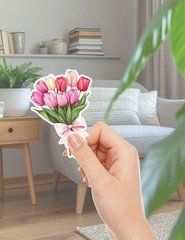 Bouquet of Tulips Die Cut Vinyl Stickers Set Scrapbooking Laptop Waterbottle