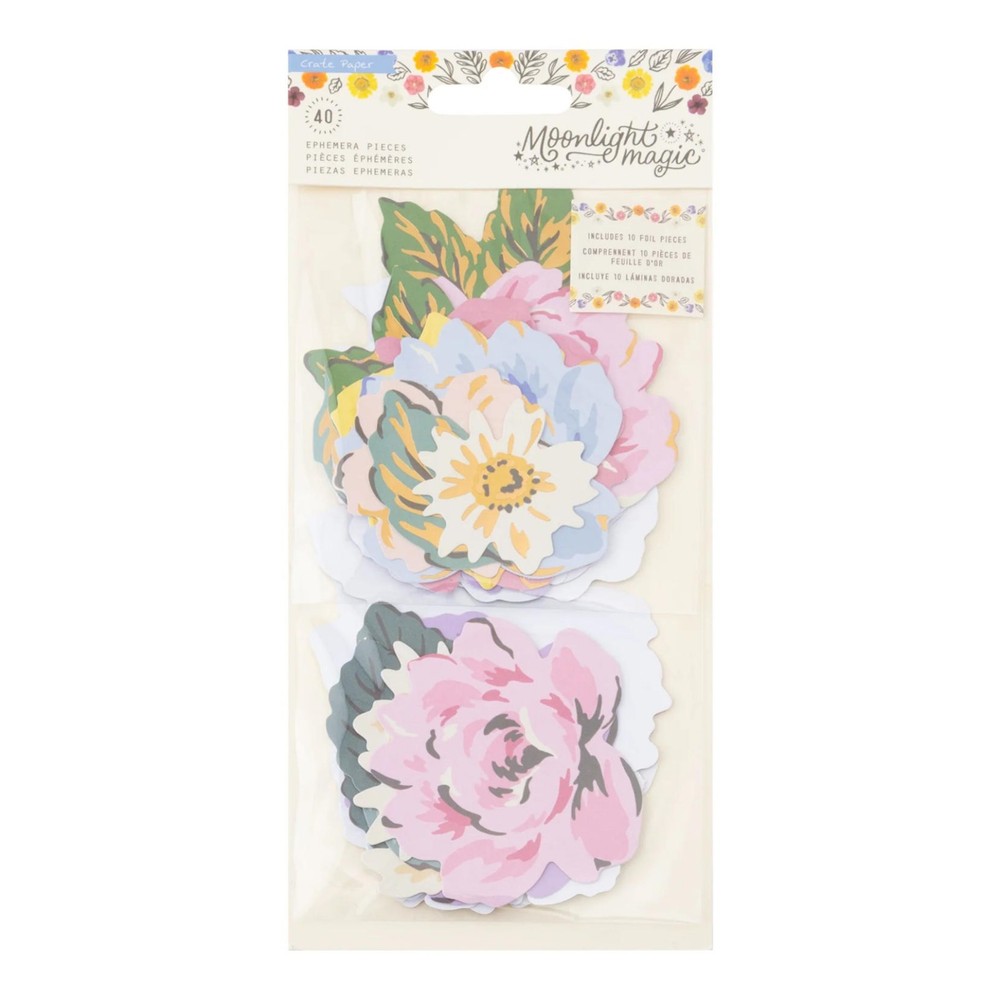 Crate Paper MOONLIGHT MAGIC FLORALS (40pc) EPHEMERA DIE CUTS scrapbooking