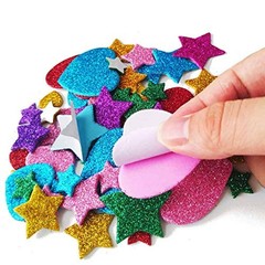 260 Pcs Glitter Foam Stickers Self Adhesive Stars & Hearts Craft Supplies Decor