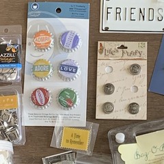 Scrapbooking Craft Embelishment Lot Metal Frames Charms Clips Button Wire Decor