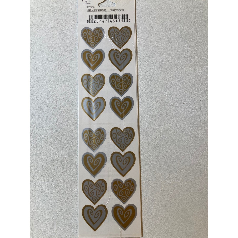 Frances Meyer FMI Metallic Hearts Stickers Gold Silver Swirl 2 Sheets TST 830