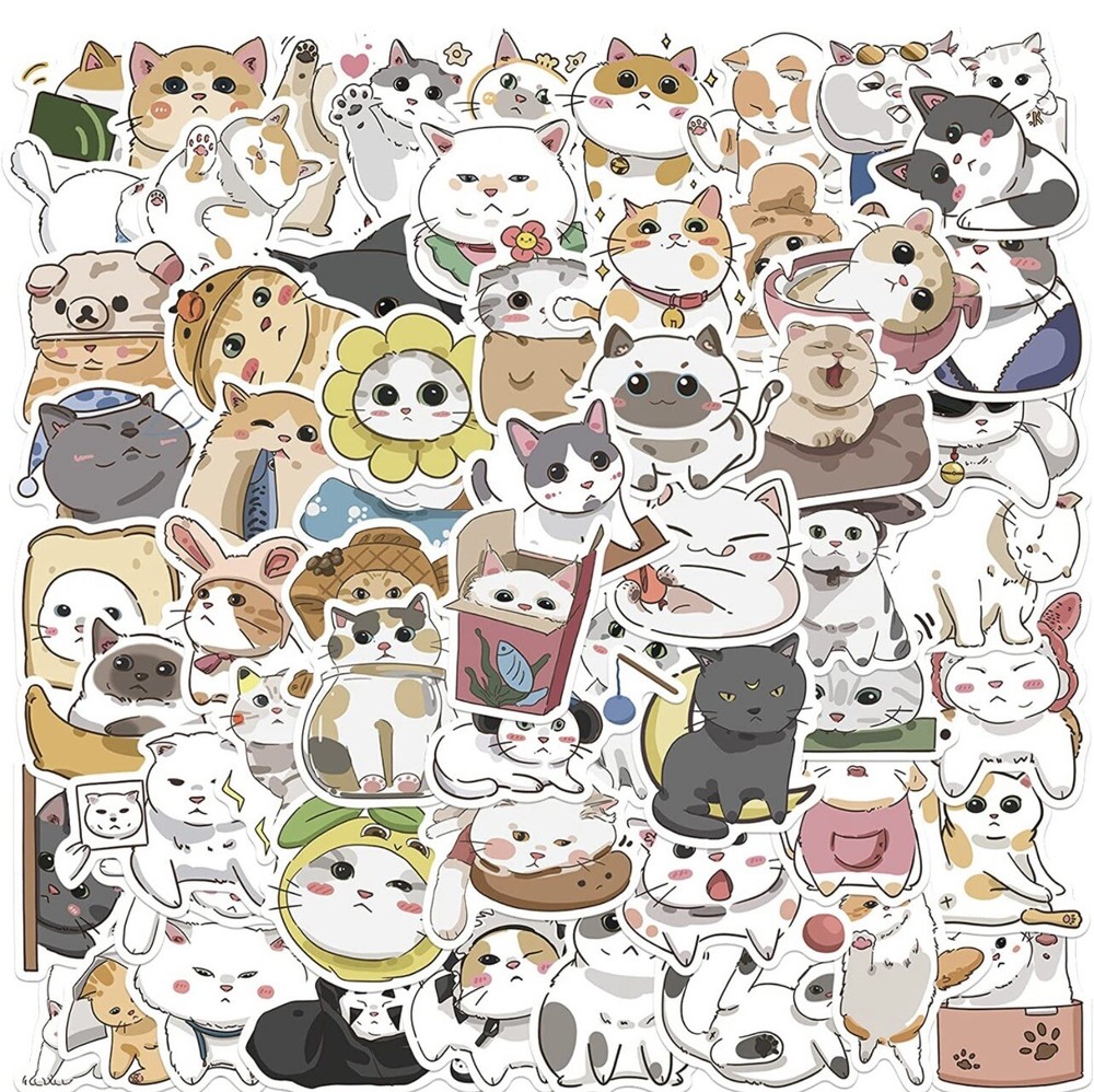 Cute Cat Vinyl Stickers – 15 Random Pieces
