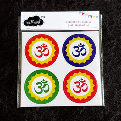 Om Symbol Decorative Party Stickers, 40 Count, 2 Inches, Round, 4 Traditional Co
