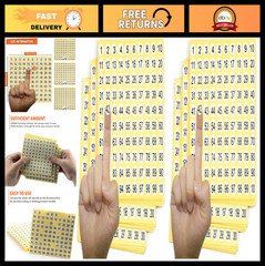 300 Round Number Stickers – 4500 Self-Adhesive Labels for Inventory & Organizati