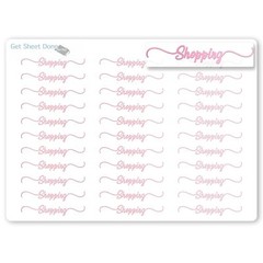 Shopping Script Planner Stickers / 30 Gold Foiled Text Headers (1.5”) PINK
