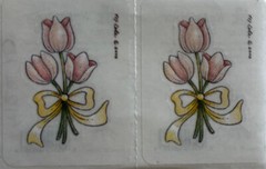 TINY PINK TULIPS Watercolor Sticker(2pc) Provo•Country•Flower •Garden•Yellow Bow