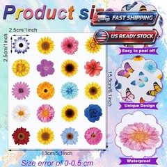 600Pcs Flower Stickers, Cute Vintage Floral Sticker for Kids, Clear Wildflower S