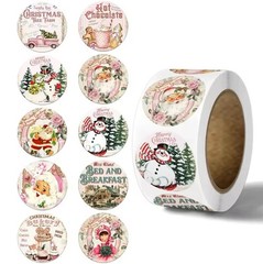 2 ROLLS = 1000PCS 1” Vintage Retro Nostalgia Old Christmas Stickers Labels Lot