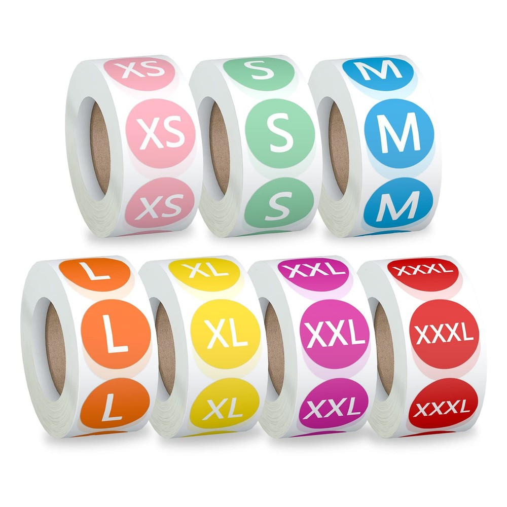 3500 Pcs Clothing Size Stickers Round Coded Labels for Clothes Retail Store