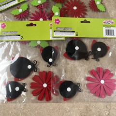 Angels Craft Felt Stickers Scrapbooking Flower Ladybug Daisy Red Black Lot Of 4