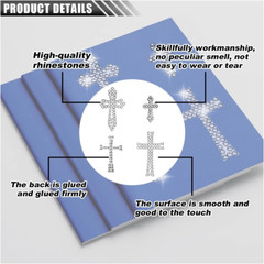 4 Sheets Crystal Rhinestone Cross Sticker Decals, Self Adhesive Glitter Bling Cr