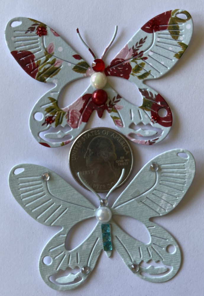 FANCY BUTTERFLY Pre-Made Die-Cuts (2pc)Victorian•Steampunk•Filagree •Glittered••