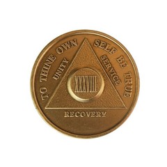 38 Year AA Medallion Traditional Bronze Raised Center Sobriety Token Chip