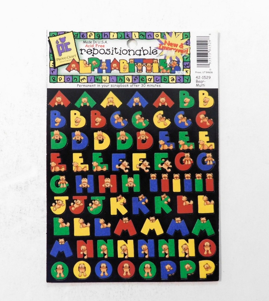 Provo Craft Repositionable Bear Alphabitties Alphabet Stickers Scrapbook Craft