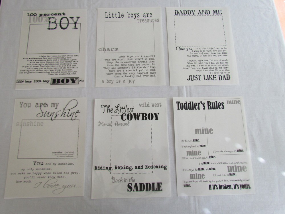 Scrapbooking Transparency Overlay 6pc Boy Theme Daddy Toddler Sunshine LOT B