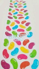 JILLSON & ROBERTS HAMBLY GLITTER STICKERS * FOOD, CANDY * MULTICOLOR JELLY BEANS
