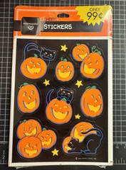 Vintage 1999 Sealed Hallmark Halloween Sticker Pack Pumpkins & Black Cats 4 Shts