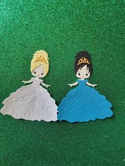 2 Pretty Princess Girl Cardstock die cuts Ball Dress, crown see pics.