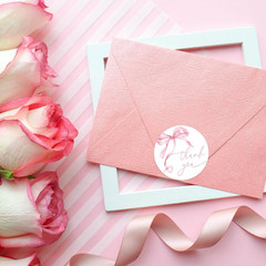 500Pcs Pink Bow Thank You Stickers Coquette Watercolor Bowknot Paper Label Decal