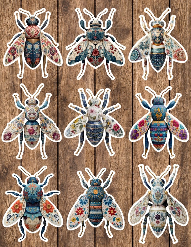 Decorative Bug Die Cut Vinyl Stickers Set Scrapbooking Laptop Water Bottle