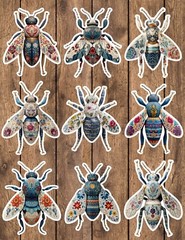 Decorative Bug Die Cut Vinyl Stickers Set Scrapbooking Laptop Water Bottle