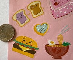HAPPY FOOD Stickers(22pc) •Cake•Hamburger•Toast•Donut •Taco•Garlic•Fries•Cards•